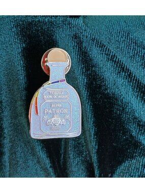 Patron Tequila Silver Bottle Pin Badge Rainbow Ribbon Top-Shelf Bag Lapel Gear